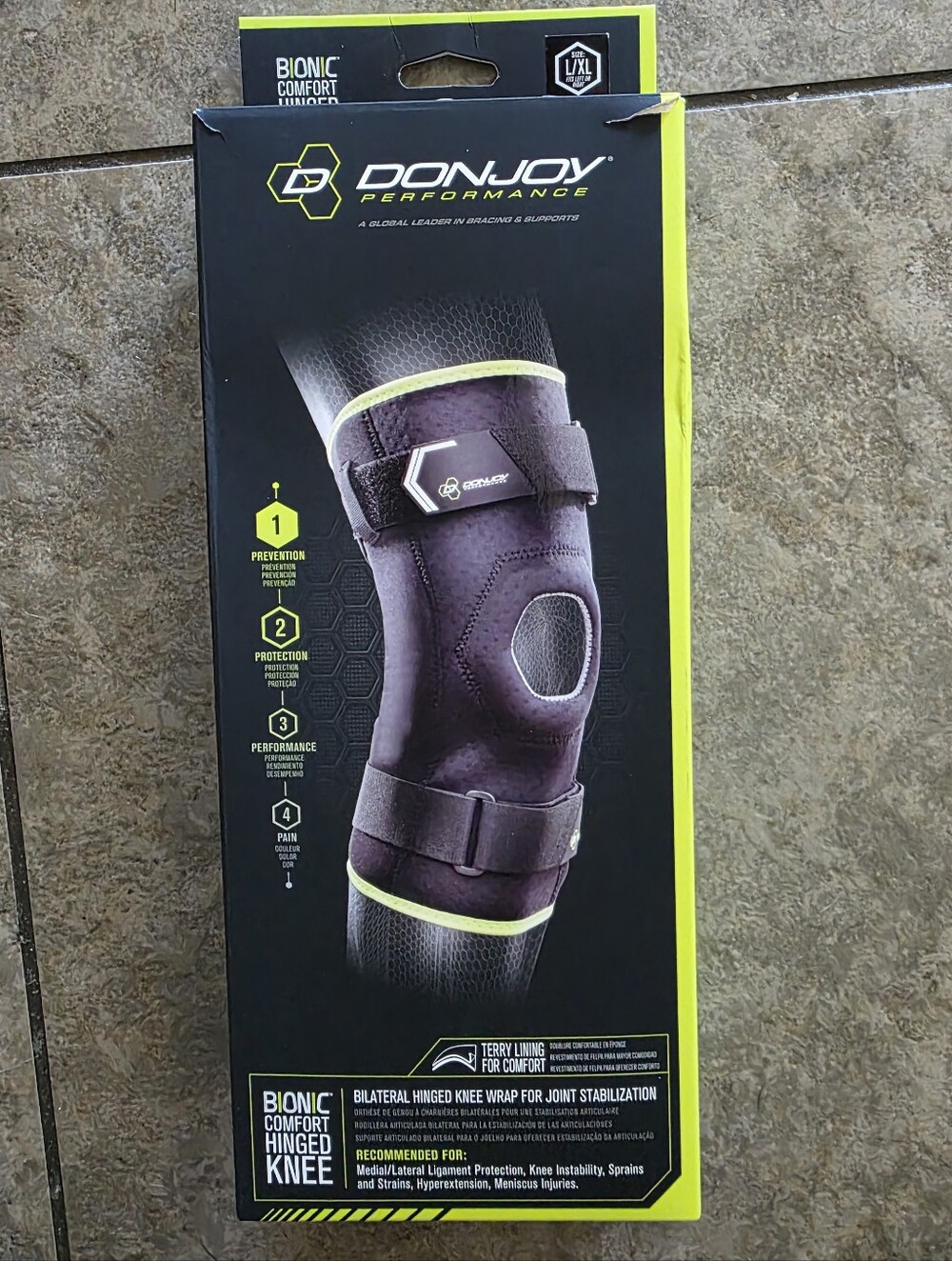 DonJoy Bionic Hinged Knee Brace - Black with Neon Yellow Trim